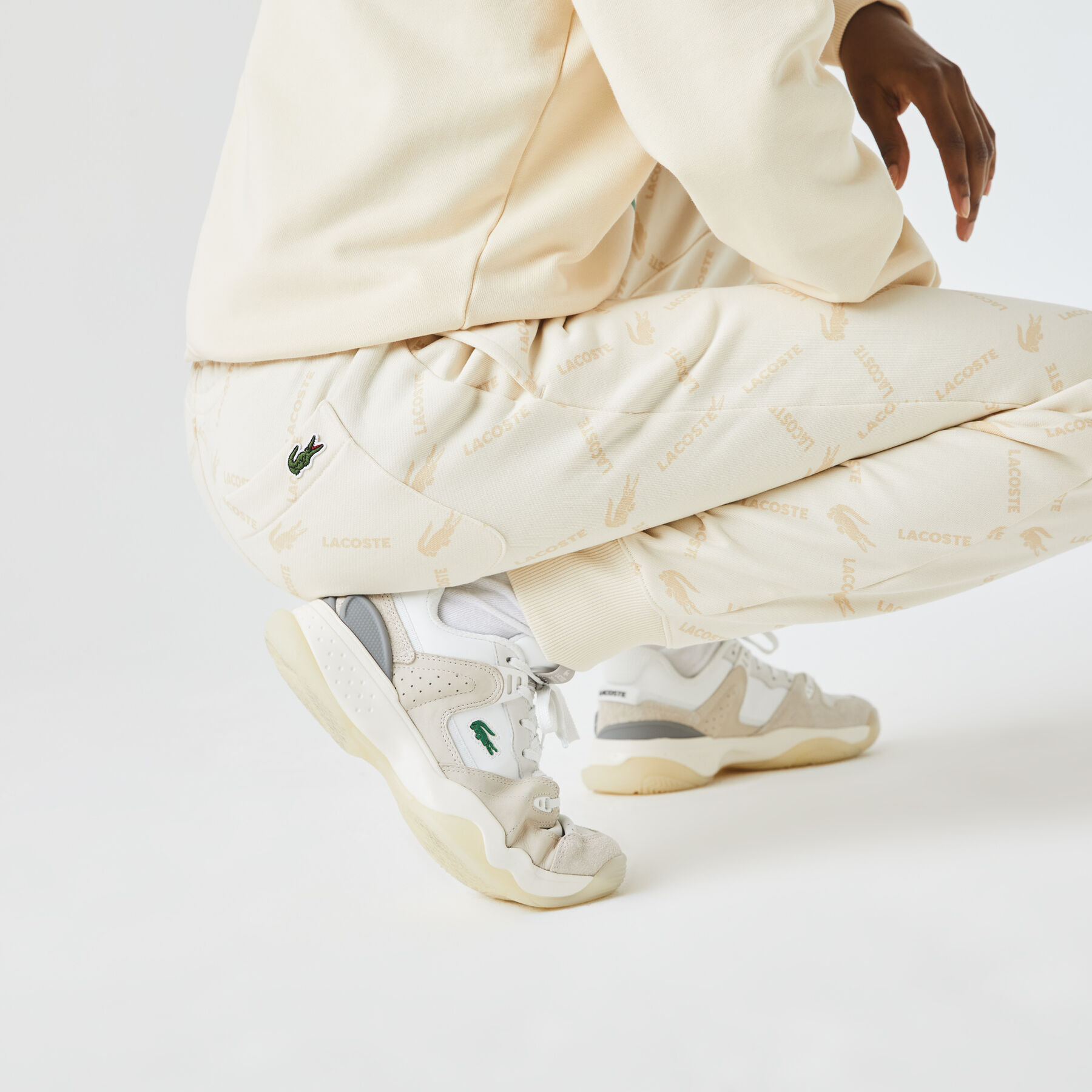 لاكوست بنطال رياضي صوف للجنسين مجموعة lacoste live وتفاصيل مطبوعة