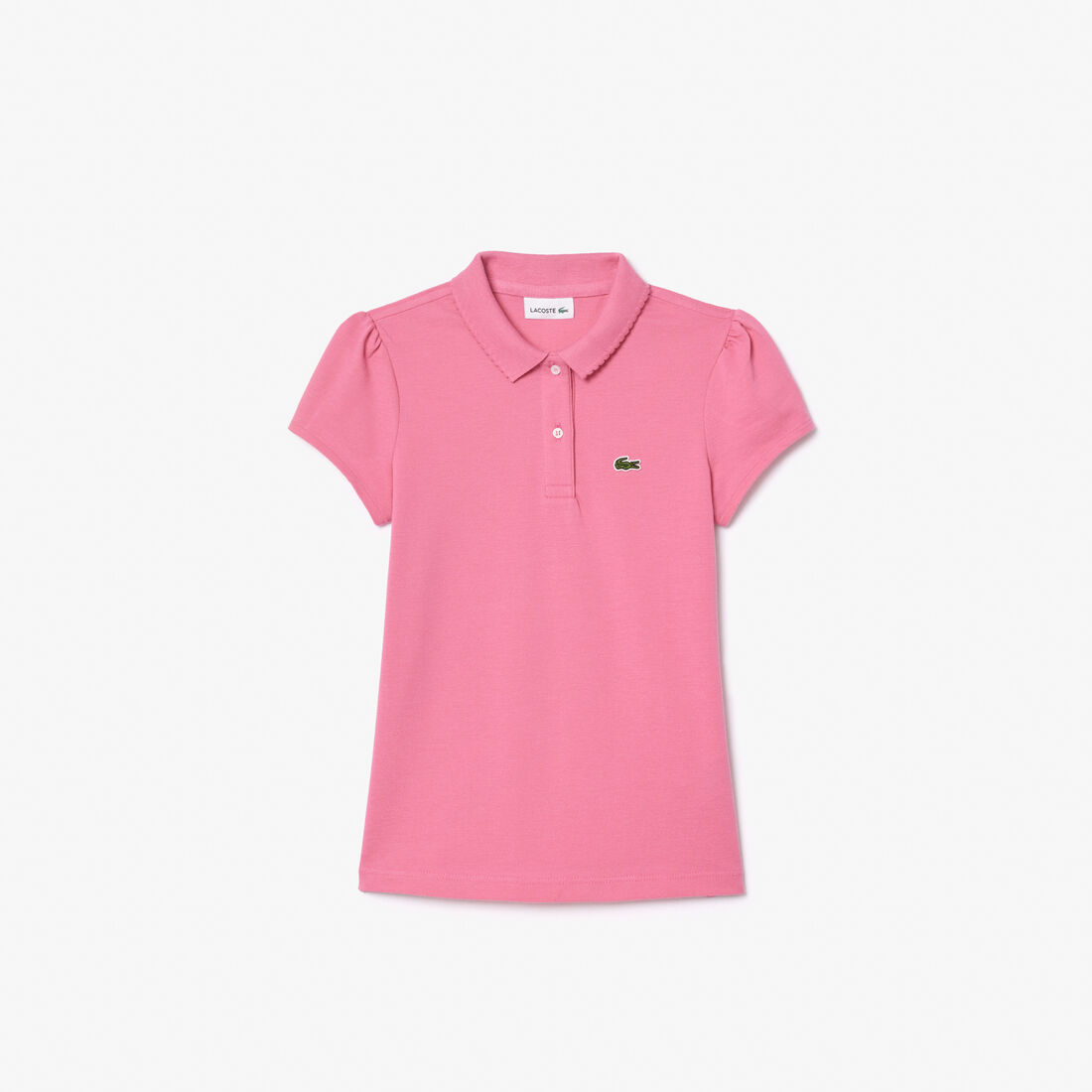 قميص بولو بيكيه بياقة مزخرفة Girls' Lacoste Scalloped Collar Mini Pique Polo Shirt - PJ3594-00-2R3