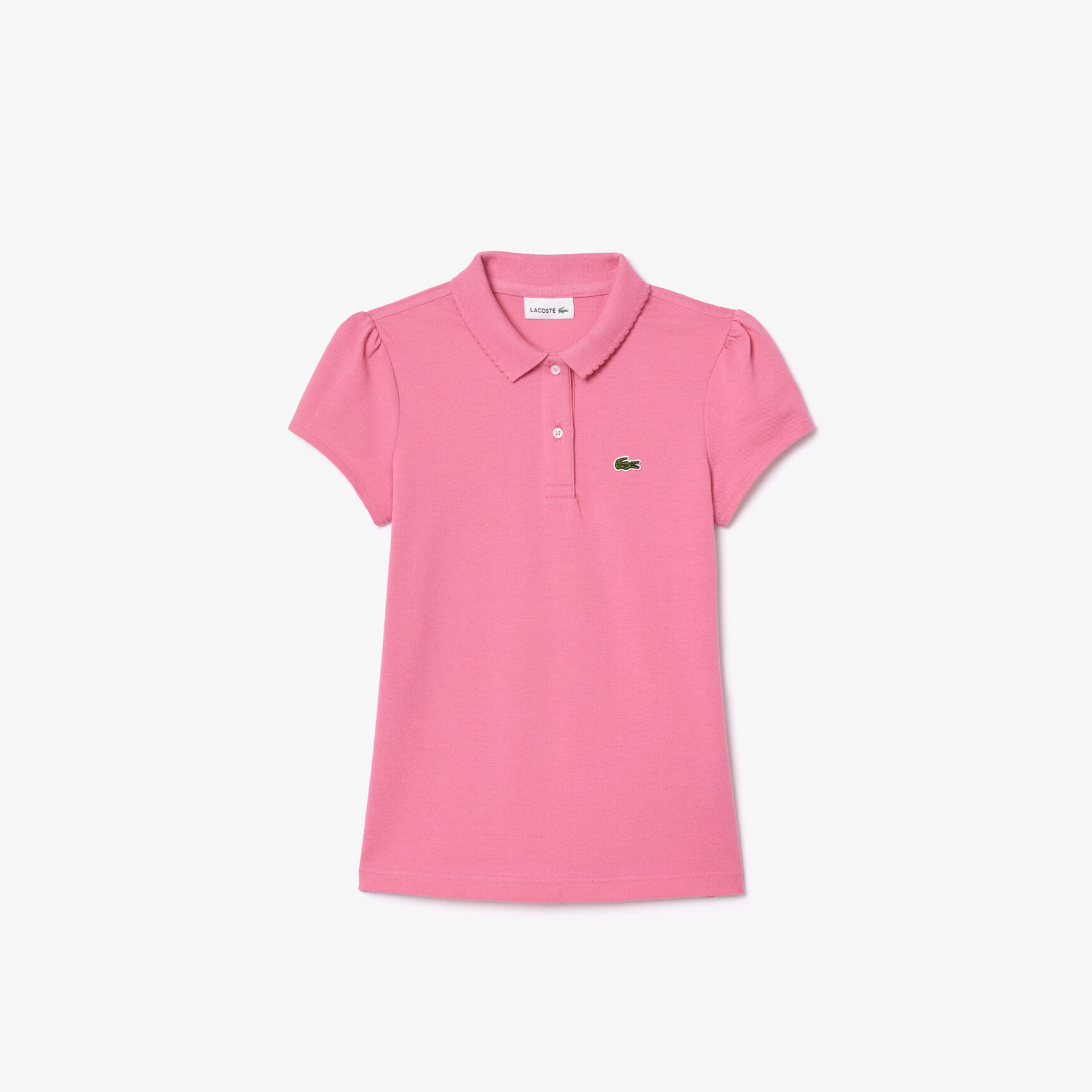 قميص بولو بيكيه بياقة مزخرفة Girls' Lacoste Scalloped Collar Mini Pique Polo Shirt - PJ3594-00-2R3