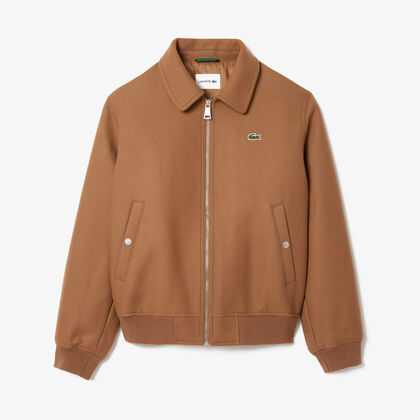 Zipped Padded Wool Aviator Jacket