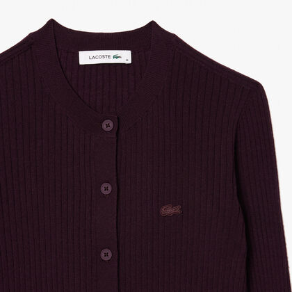 lacoste merino wool 3d knit cardigan