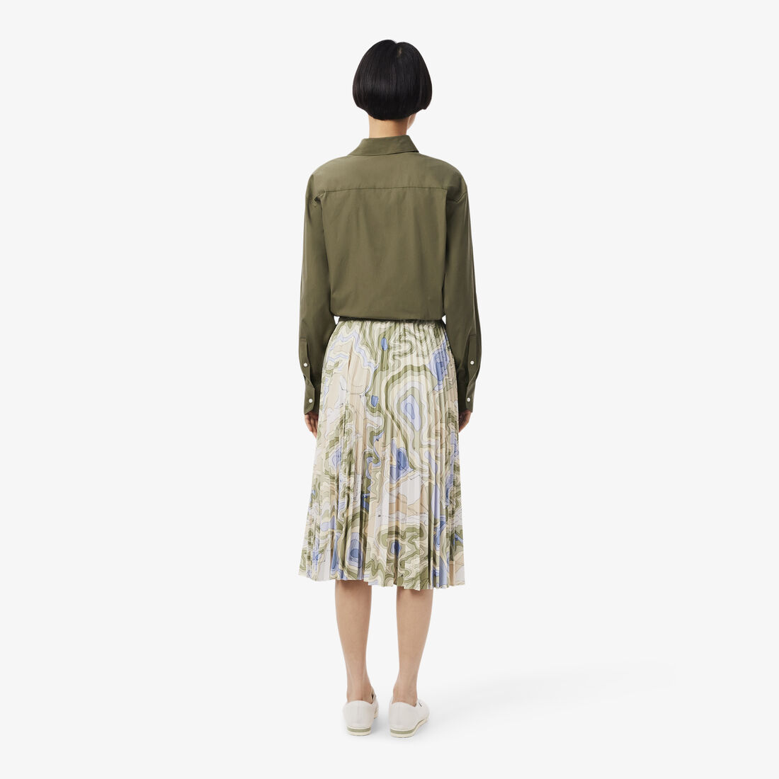 تنورة مطوية بطبعة طبوغرافية Topography Print Pleated Skirt - JF0340-00-87I