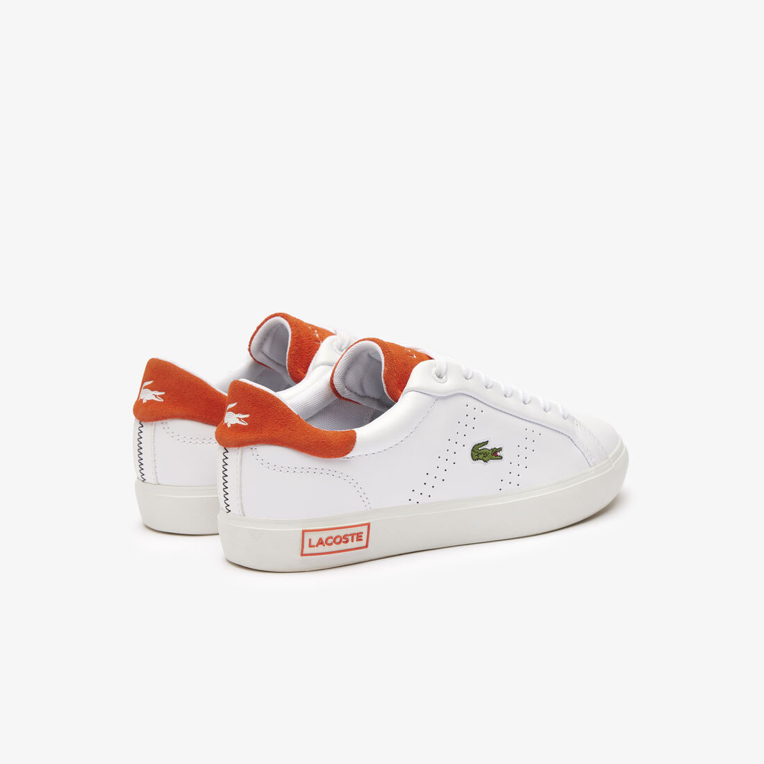 سنيكرز باور كورت 2.0 جلد بلمسة لونية برتقالية للنساء Women's Powercourt 2.0 Orange Leather Trainers - 46SFA0022-1U2