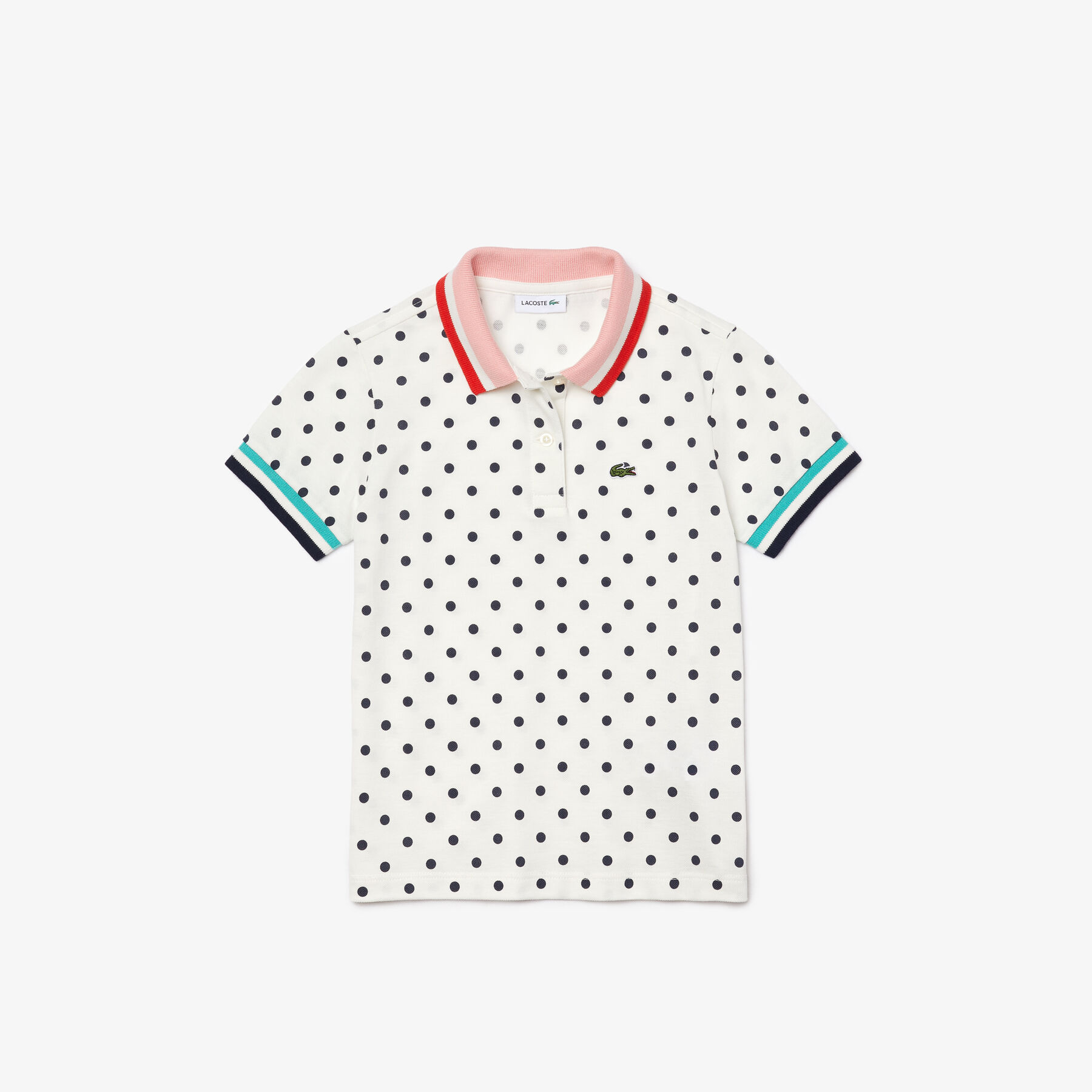 girls  lacoste polka dot print cotton piqu  polo