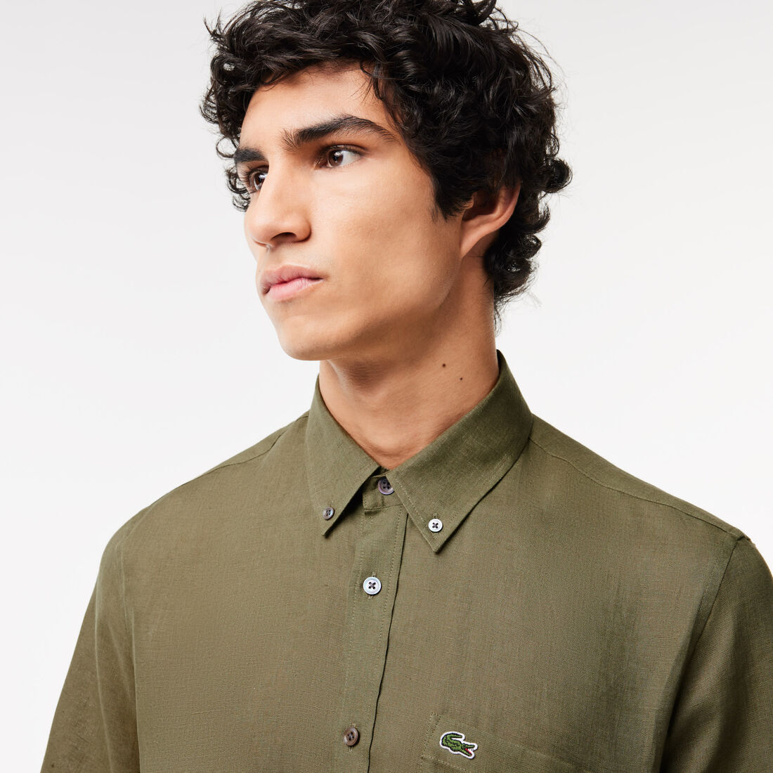 قميص كتان بأكمام قصيرة Men's Lacoste Short Sleeve Linen Shirt - CH5699-00-316