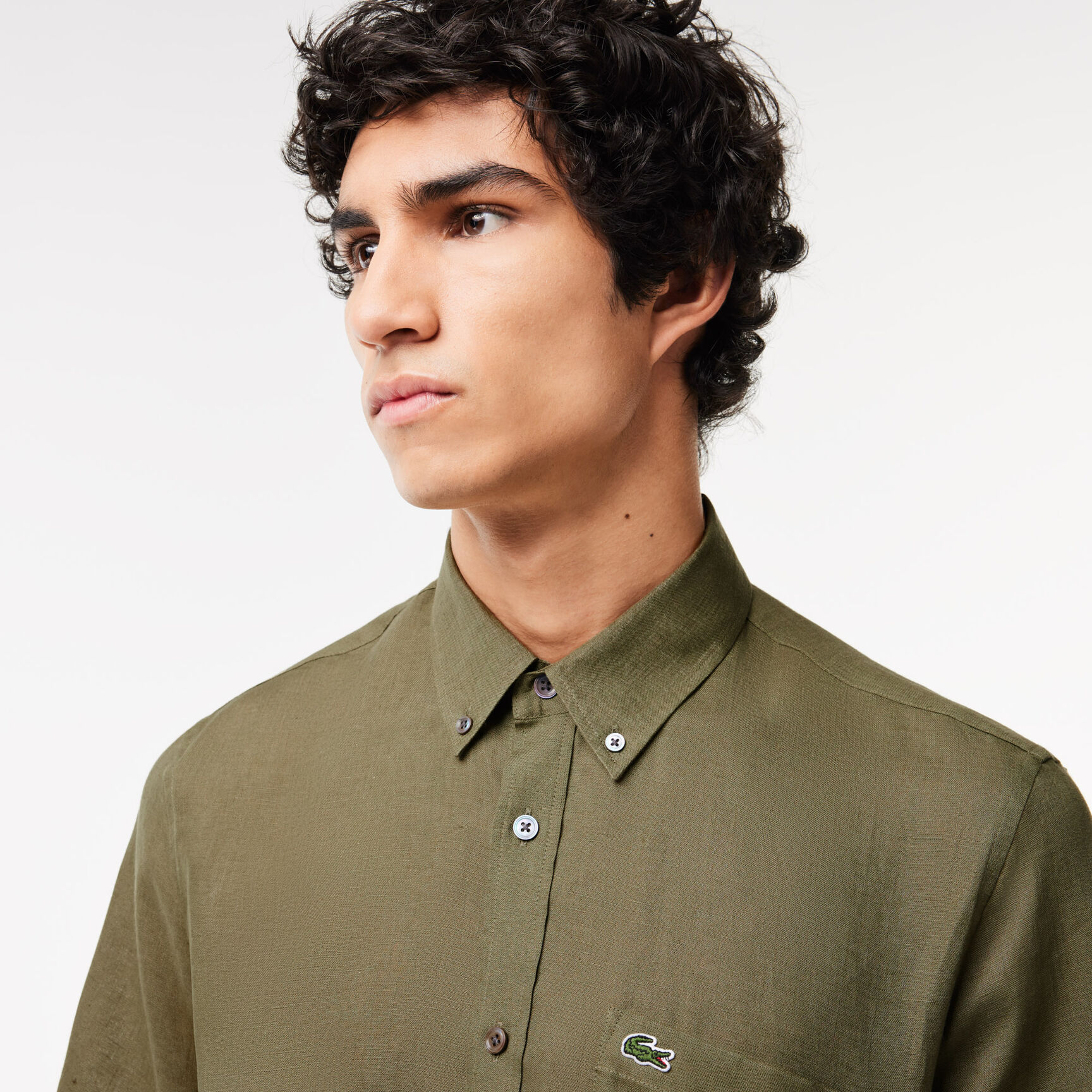 قميص كتان بأكمام قصيرة Men's Lacoste Short Sleeve Linen Shirt - CH5699-00-316