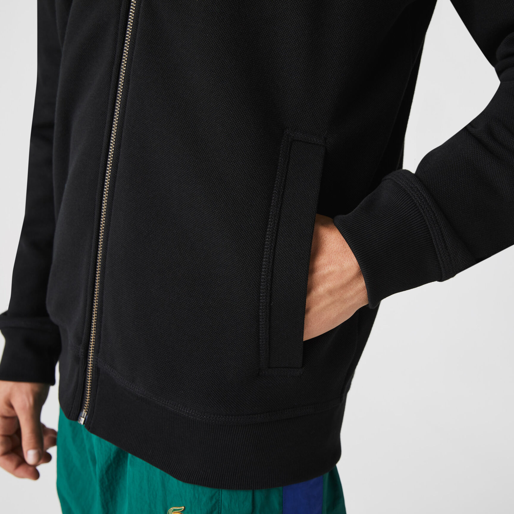 Men's Zippered Stand-Up Collar Piqué Fleece Jacket Men's Zippered Stand-Up Collar Piqué Fleece Jacket