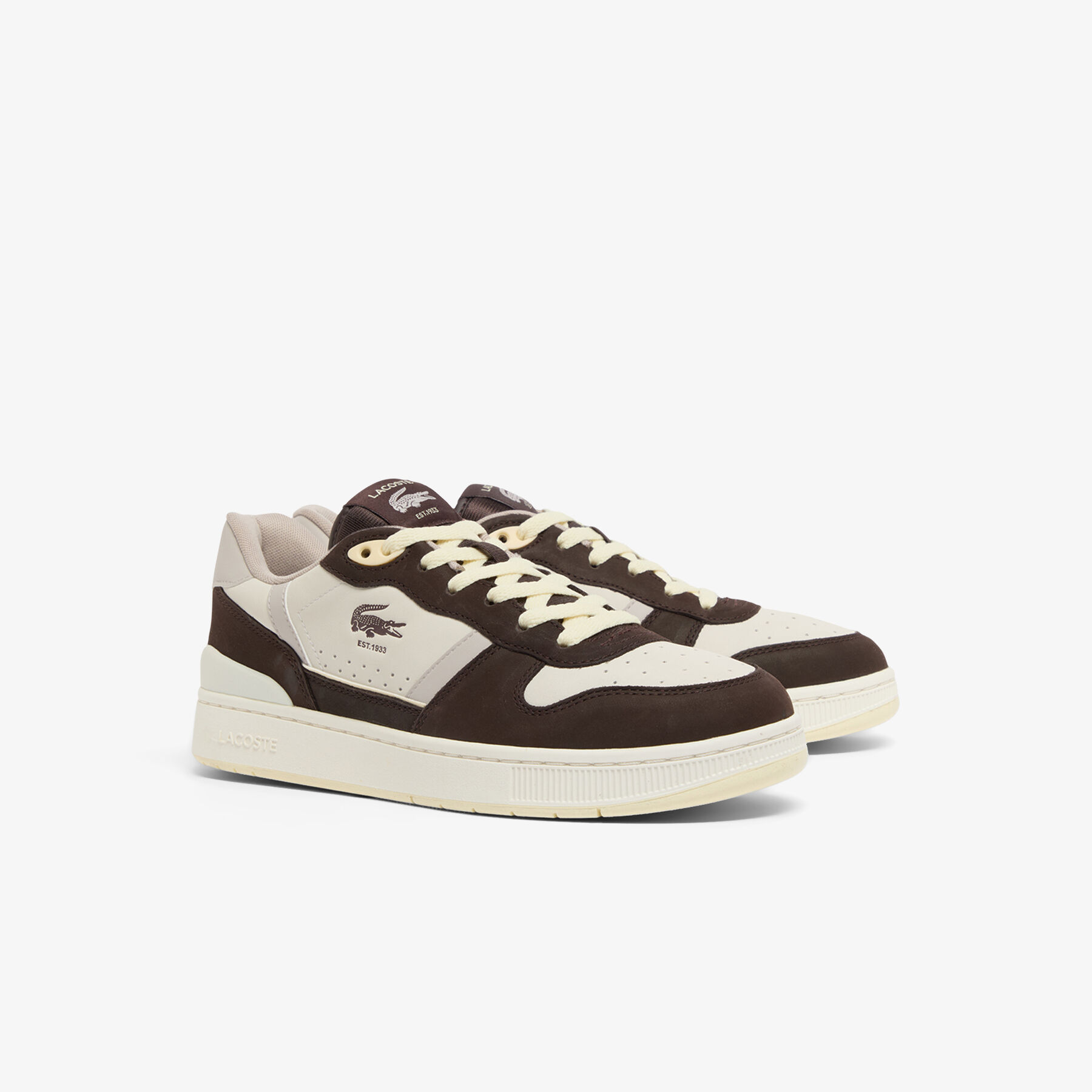حذاء رياضي رجالي من الجلد بتصميم مشبك على شكل حرف T Men's T-Clip Set Leather Sneakers - 51SMA0100-2G3