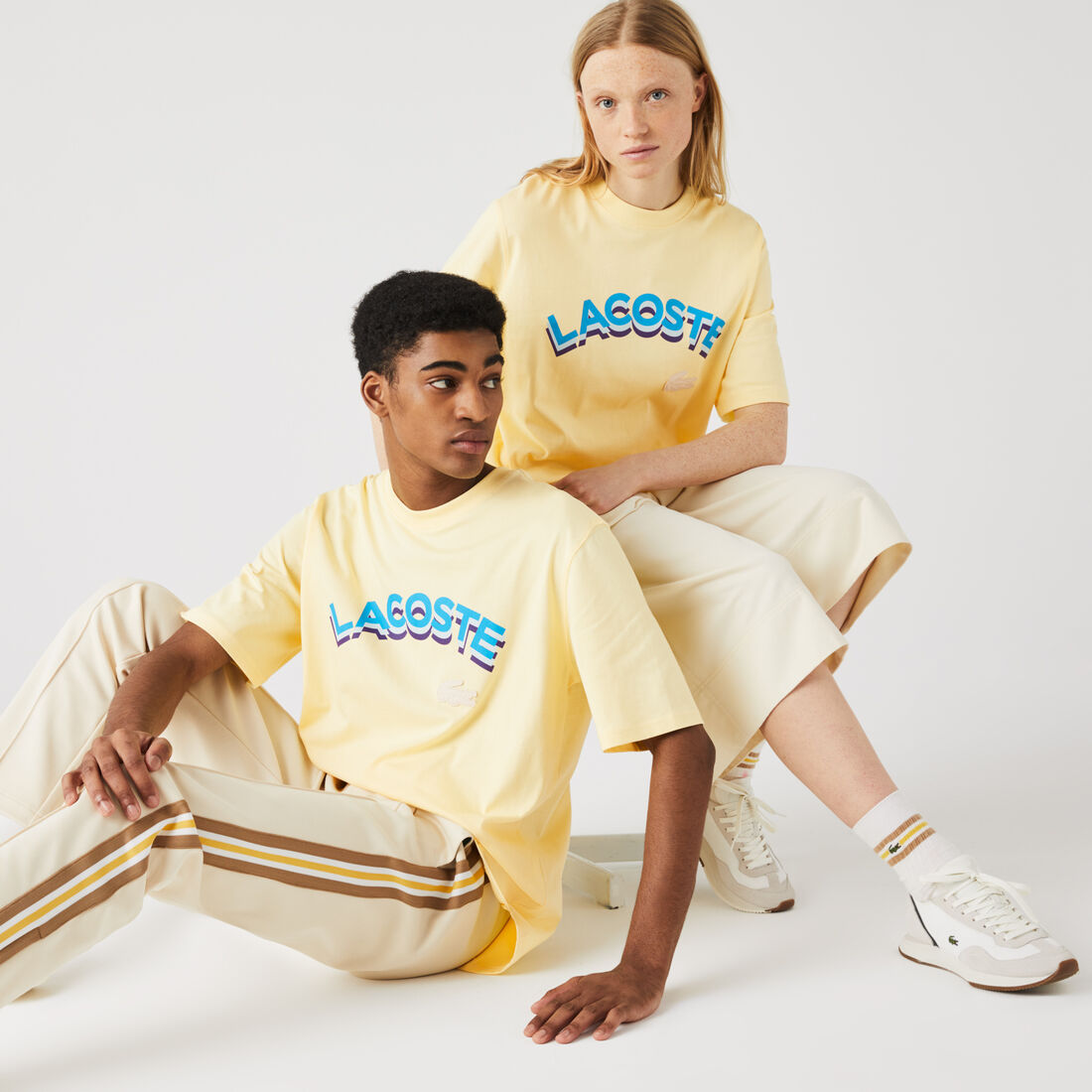 Unisex Lacoste LIVE Loose Fit Lettered Cotton T-shirt