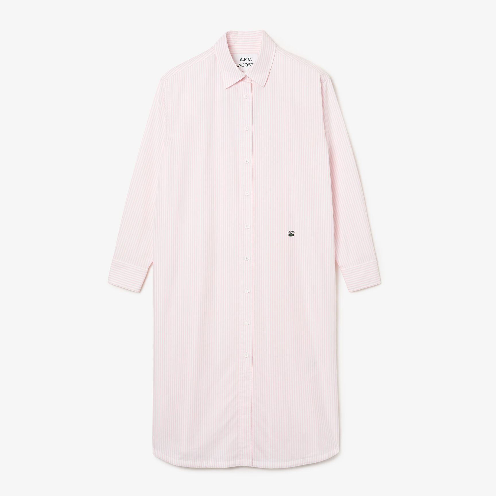 فستان بتصميم قميص قطن مخطط للنساء مجموعة Lacoste x A.P.C. فستان بتصميم قميص قطن مخطط للنساء مجموعة Lacoste x A.P.C.