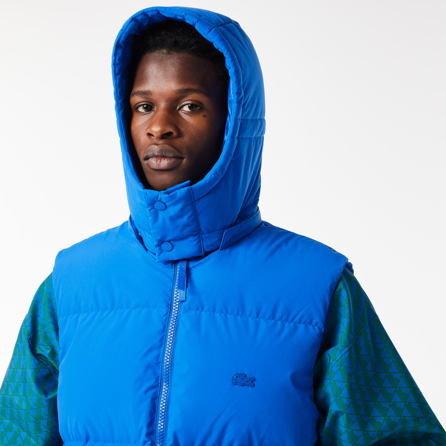 Down Gilet with Quilted Crocodile lacoste down gilet with quilted crocodile