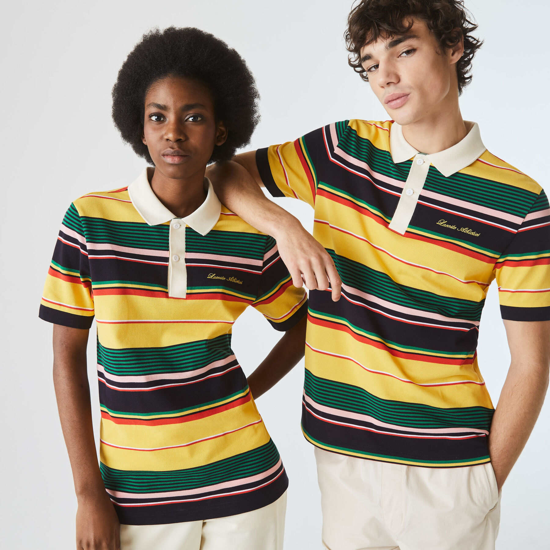 قميص بولو مقلم مطرز من بيكيه القطن مجموعة Lacoste LIVE للجنسين لاكوست قميص بولو مقلم مطرز من بيكيه القطن مجموعة lacoste live للجنسين