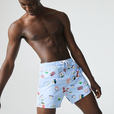 Men’s Lace-up Waist Print Swimming Trunks