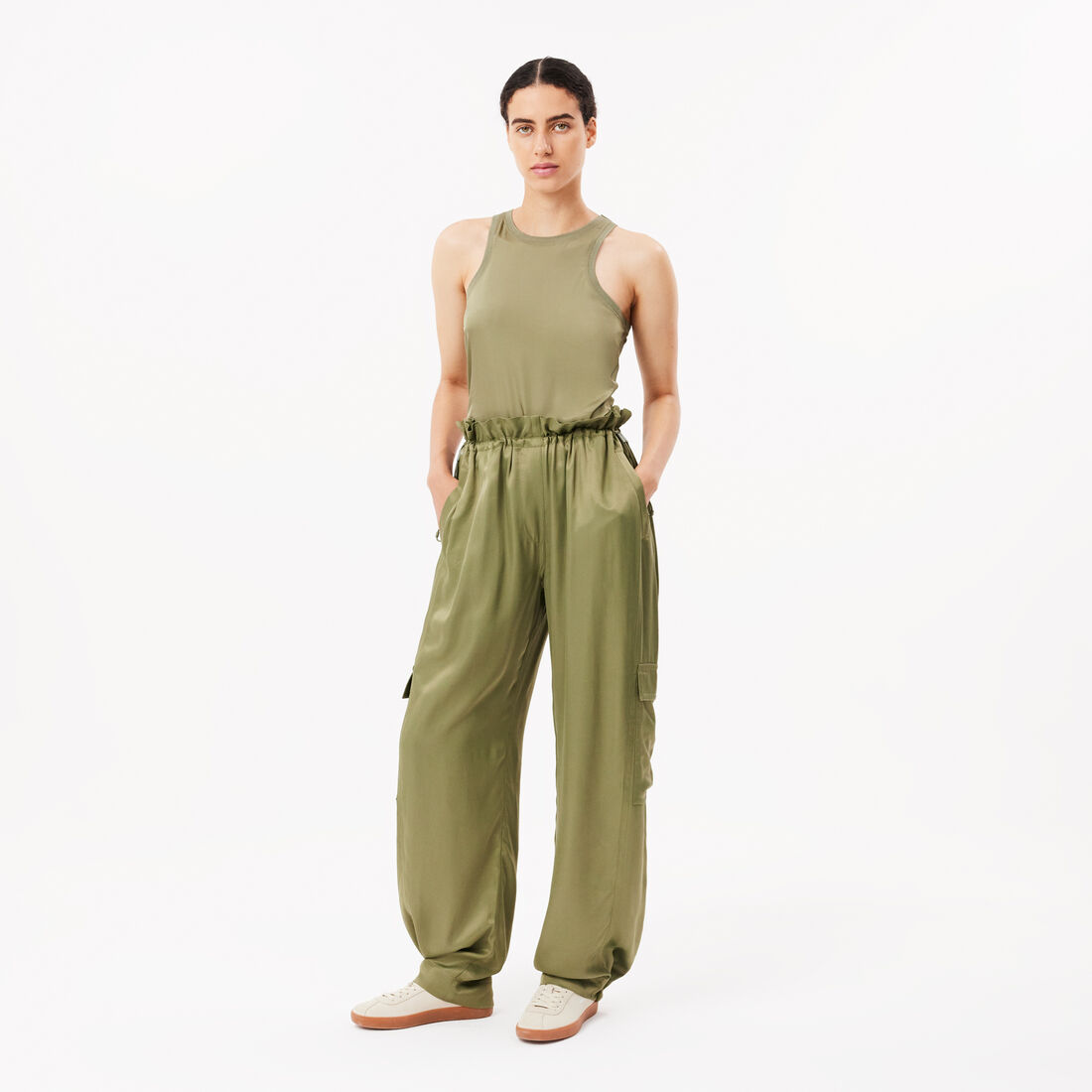 Oversized Satin Cargo Pants - HF4002-00-BMY