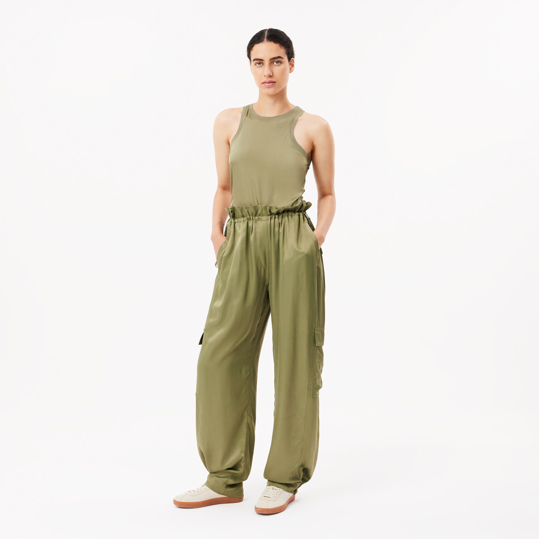 Oversized Satin Cargo Pants - HF4002-00-BMY