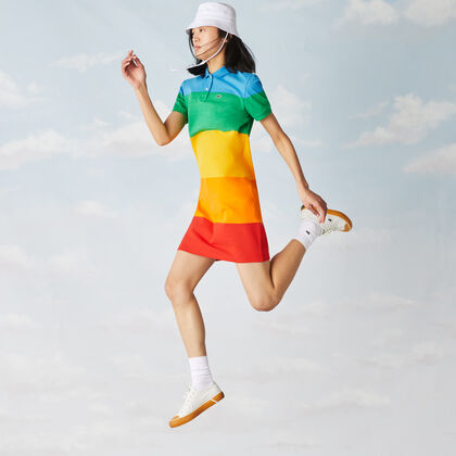 فستان بولو مقلم للنساء من بيكيه القطن مجموعة Polaroid