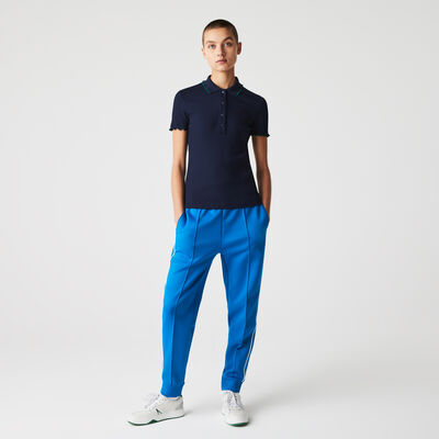 Women's Lacoste Slim Fit Ribbed Colored Flounced Details Polo