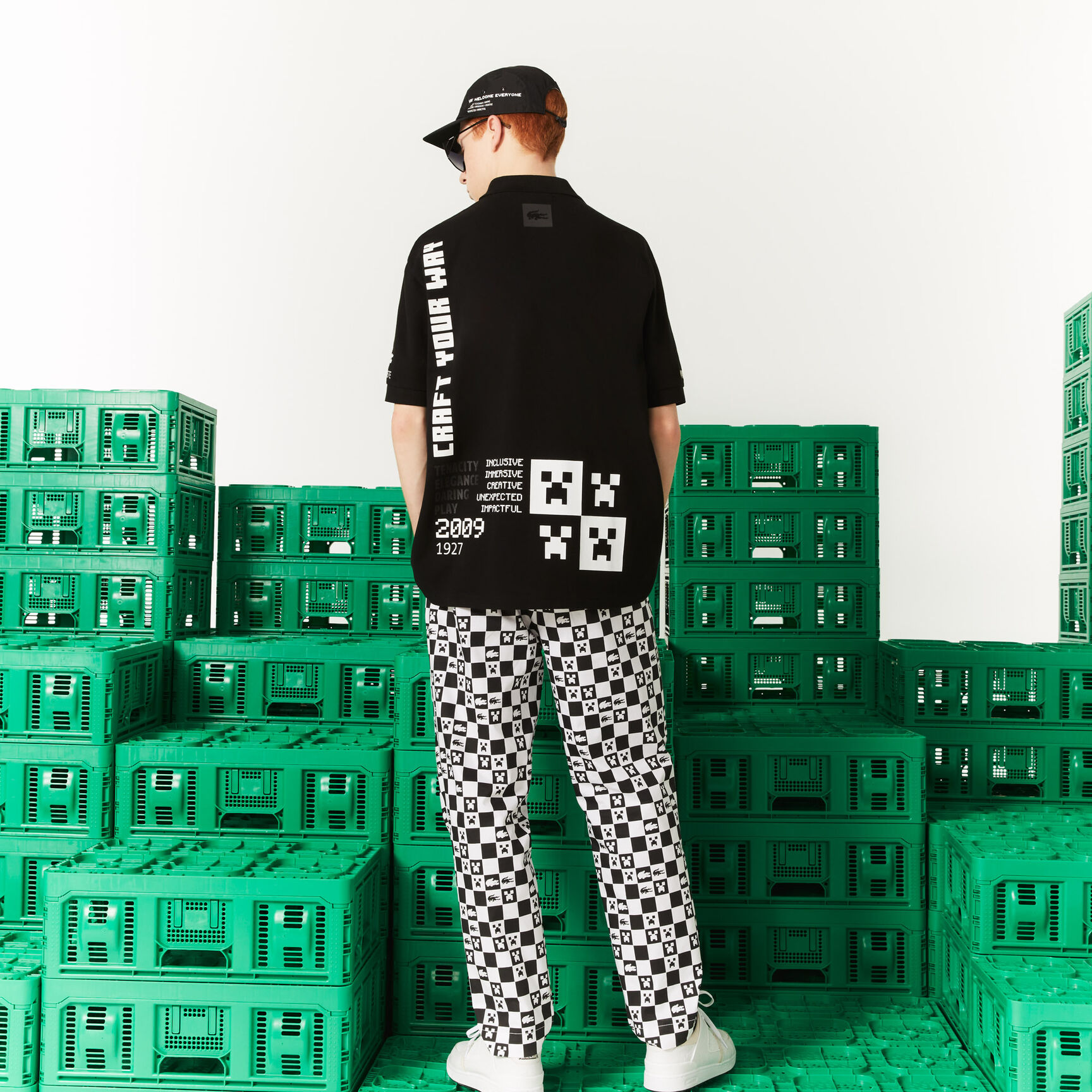 تيشيرت بولو قطن عضوي بقصة فضفاضة للرجال مجموعة Lacoste L!VE x Minecraft تيشيرت بولو قطن عضوي بقصة فضفاضة للرجال مجموعة Lacoste L!VE x Minecraft