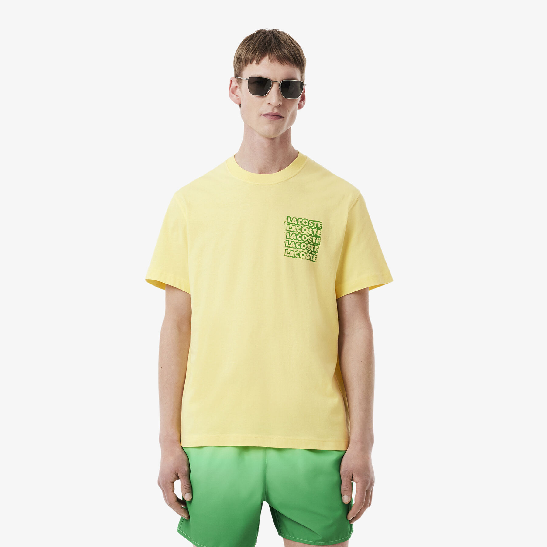 lacoste cotton jersey graphic t shirt