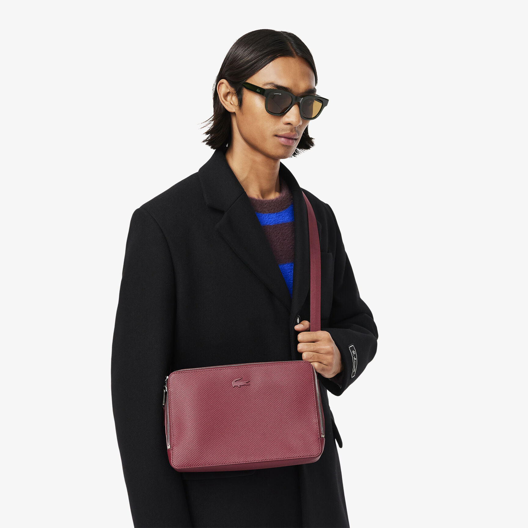 Unisex Chantaco Matte Stitched Leather Zippered Crossbody Bag - NH3270CE-N61