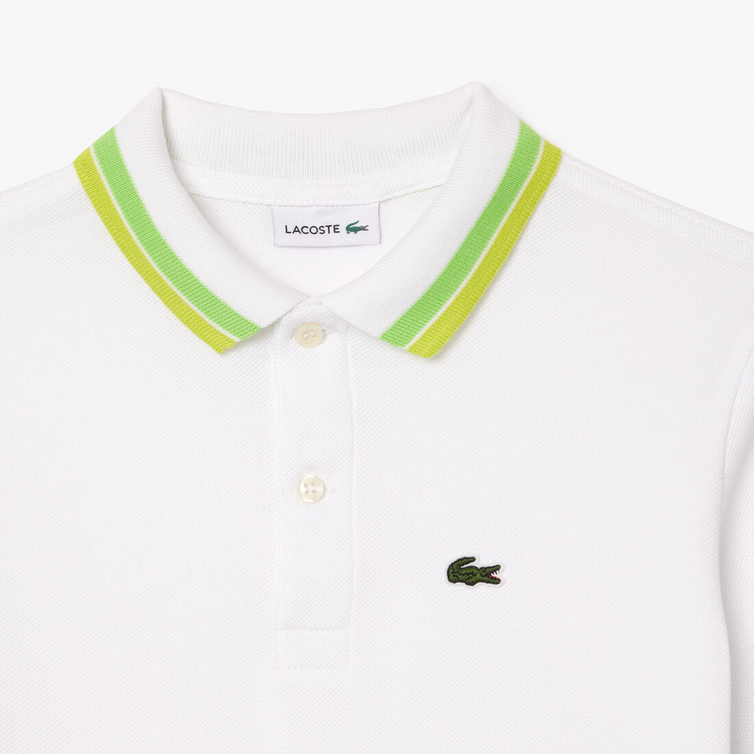 Boys' Lacoste Tricolour Collar Cotton Petit Pique Polo Boys' Lacoste Tricolour Collar Cotton Petit Pique Polo - PJ9702-00-I9U