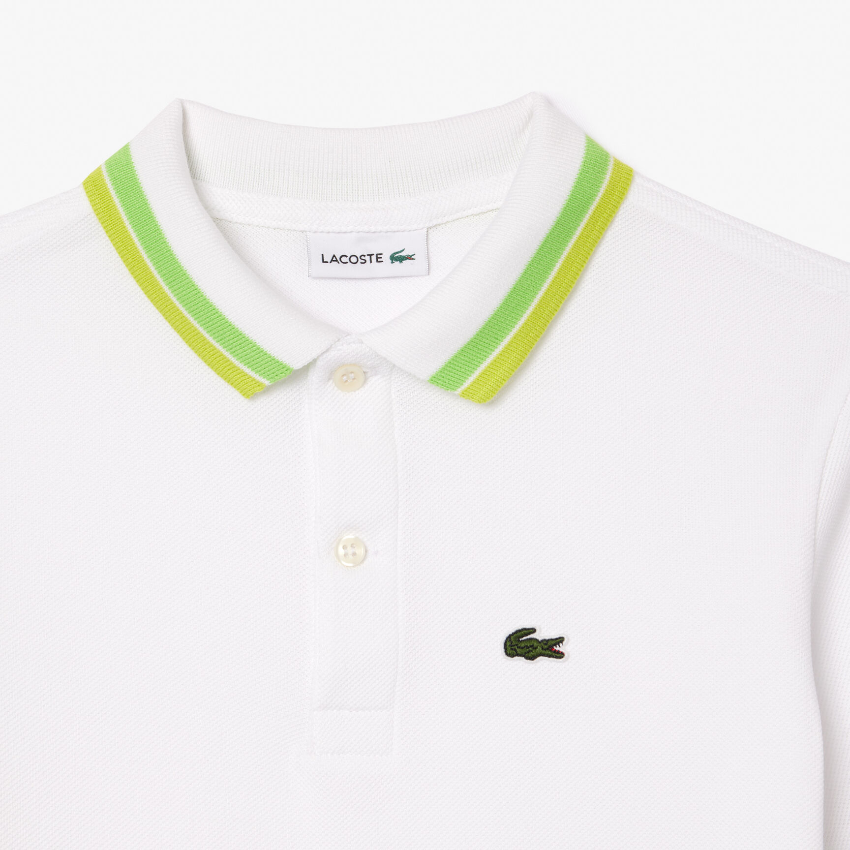 Boys' Lacoste Tricolour Collar Cotton Petit Pique Polo Boys' Lacoste Tricolour Collar Cotton Petit Pique Polo - PJ9702-00-I9U