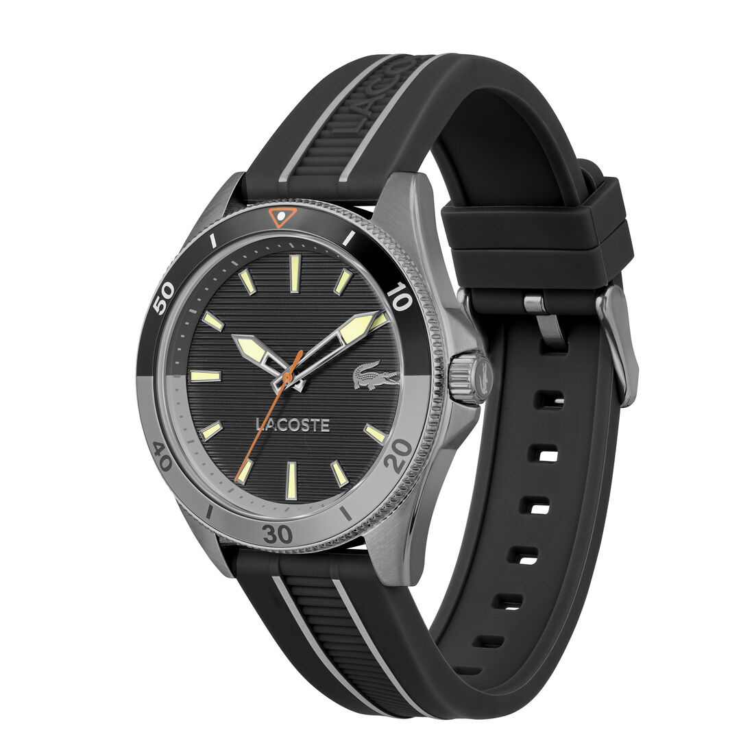 lacoste mainsail black silicone watch