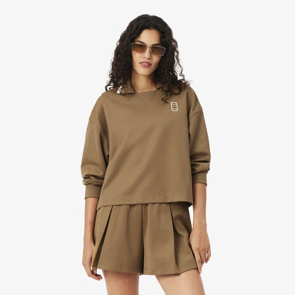 lacoste oversized polo collar pique sweatshirt