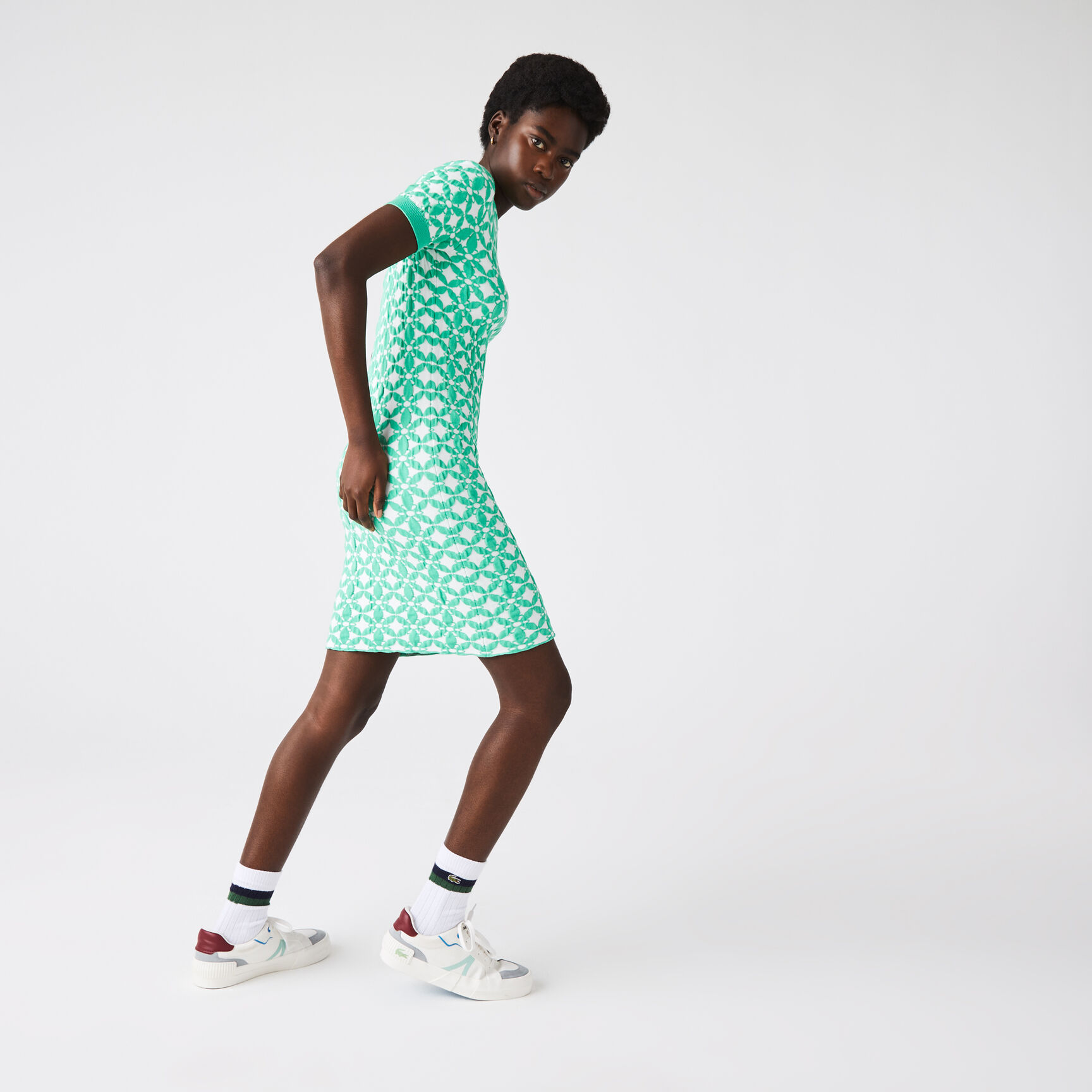 Women's Lacoste L!VE Vintage Design Jacquard Sweater Dress Women's Lacoste L!VE Vintage Design Jacquard Sweater Dress