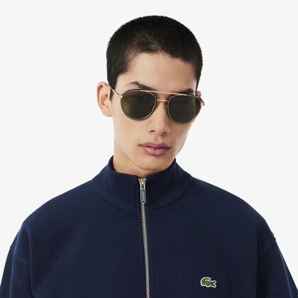 lacoste double face pique zipped sweatshirt