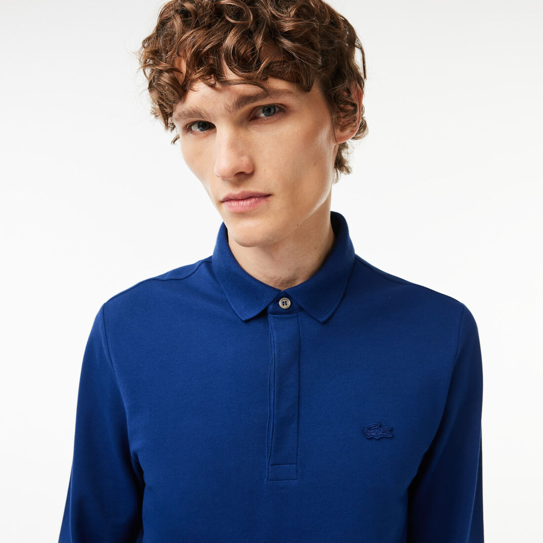 قميص بولو بيكيه باريسي بقصة عادية Smart Paris long sleeve stretch cotton Polo Shirt - PH2481-00-F9F