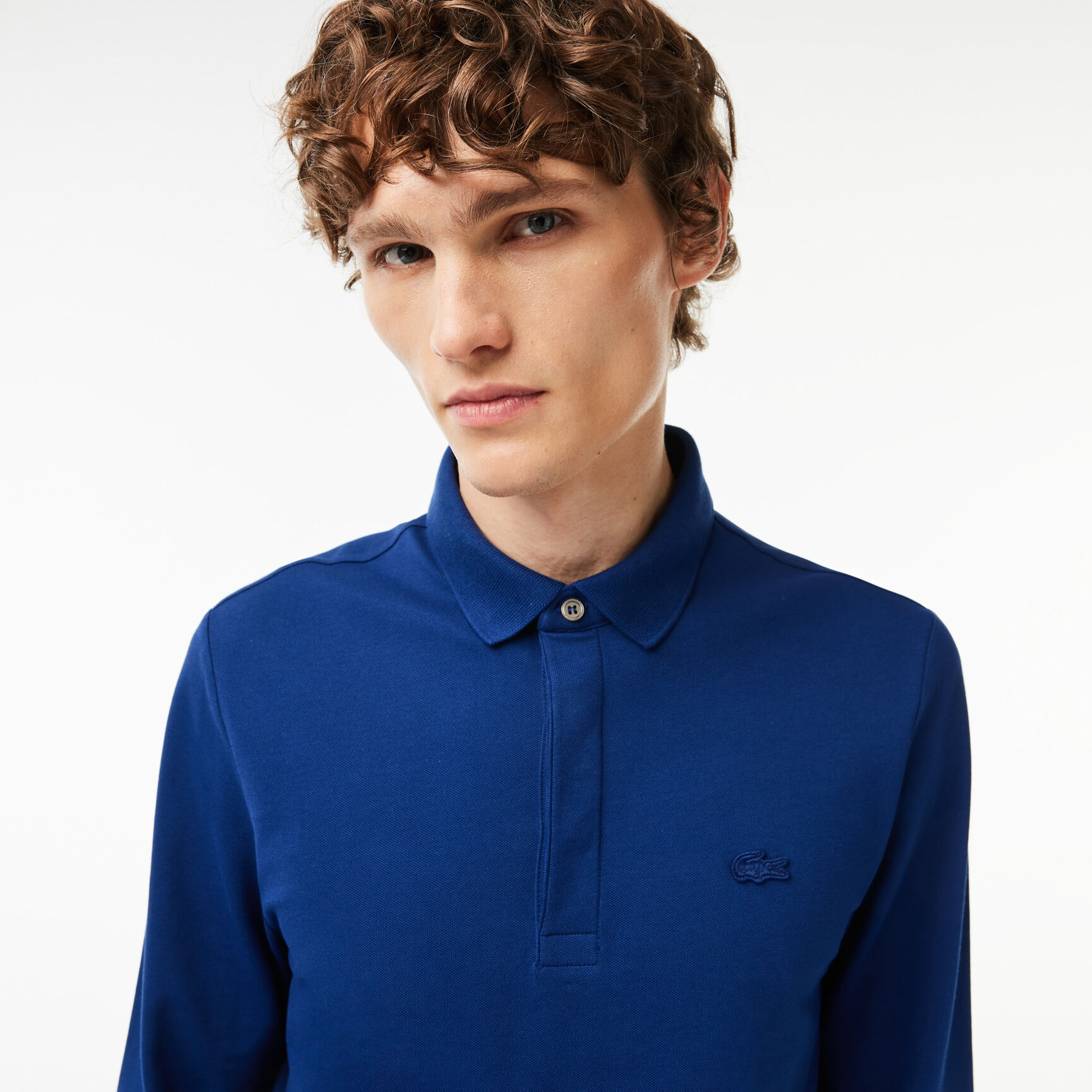 قميص بولو بيكيه باريسي بقصة عادية Smart Paris long sleeve stretch cotton Polo Shirt - PH2481-00-F9F