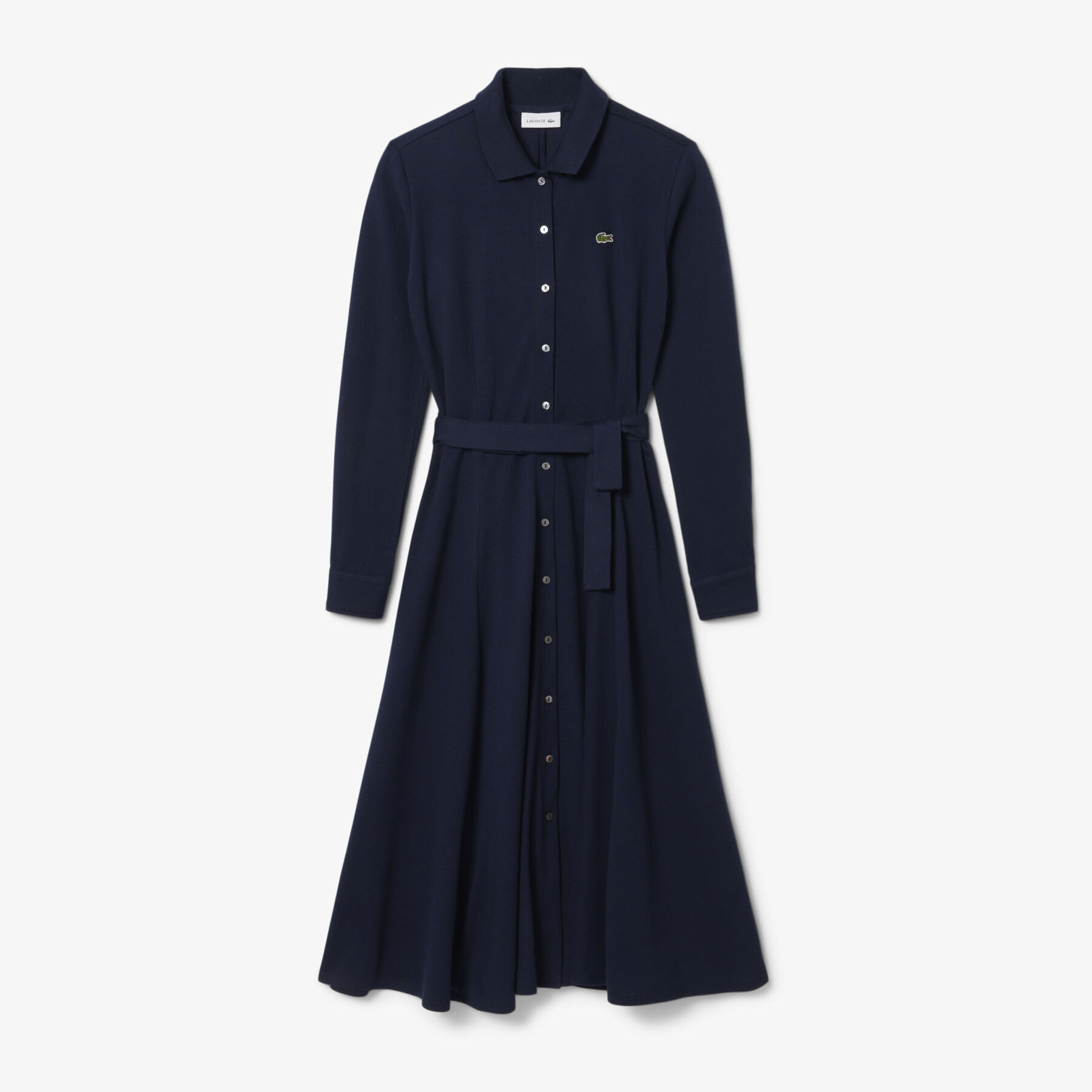 Polo Collar Belted Petit Pique Dress Polo Collar Belted Petit Pique Dress - EF5299-00-166