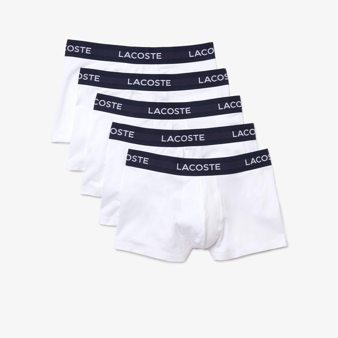 طقم بوكسر لاكوست قطن مطاطي للرجال، 5 قطع Men’s 5-pack Lacoste Stretch Cotton Trunks - 5H5203-00-001