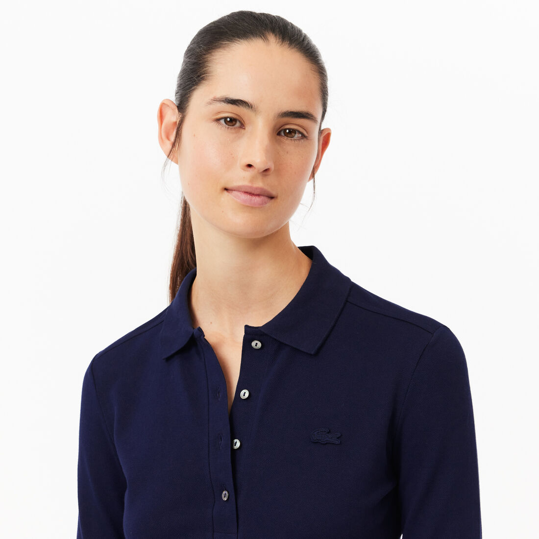 ثوب سباحة لاكوست قطعة واحدة من البولي أميد المعاد تدويره للنساء Women's Slim fit Stretch Pique Lacoste Polo Shirt - PF5464-00-166
