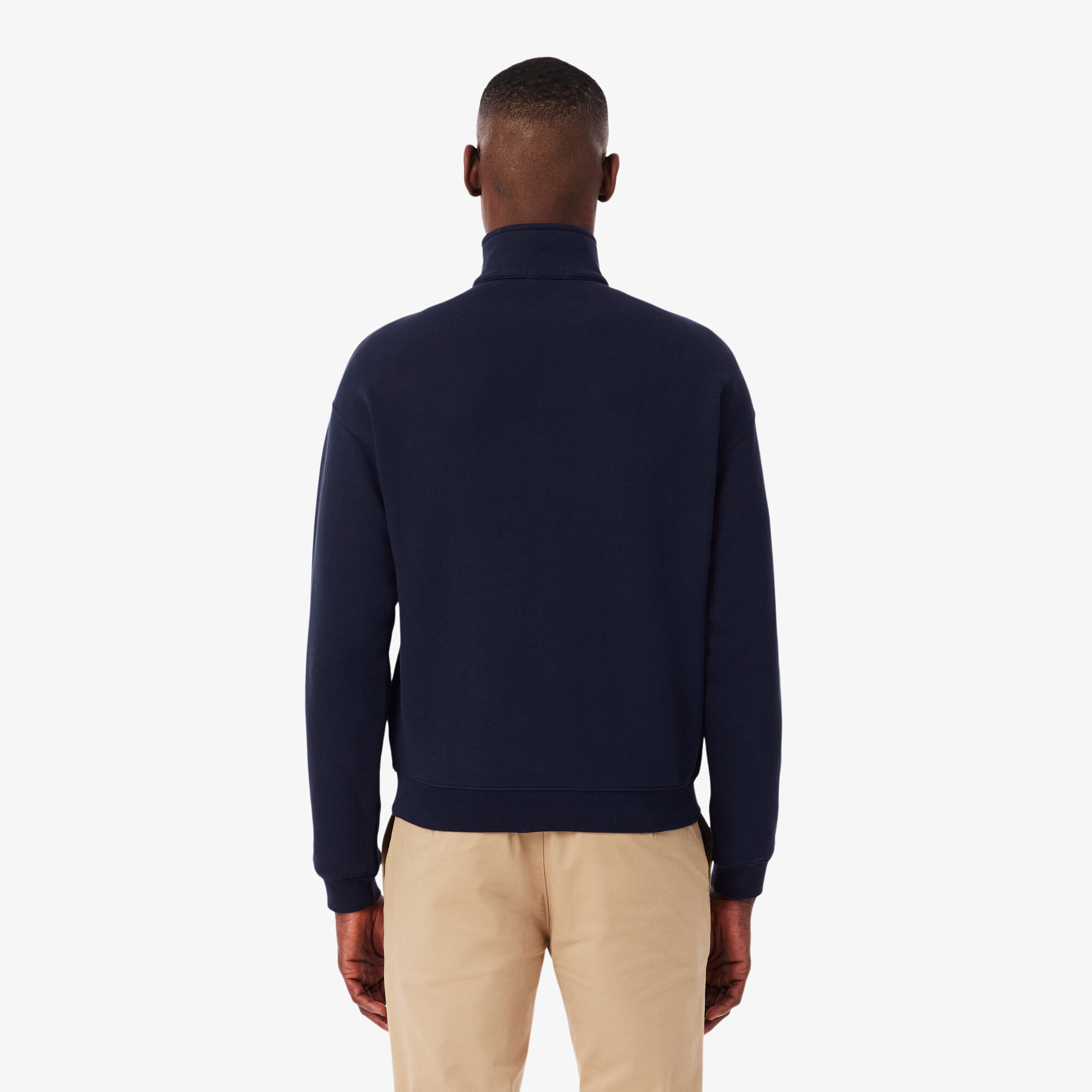 Heavy Fleece Zipper Neck Sweatshirt, Navy Blue | LACOSTE UAE