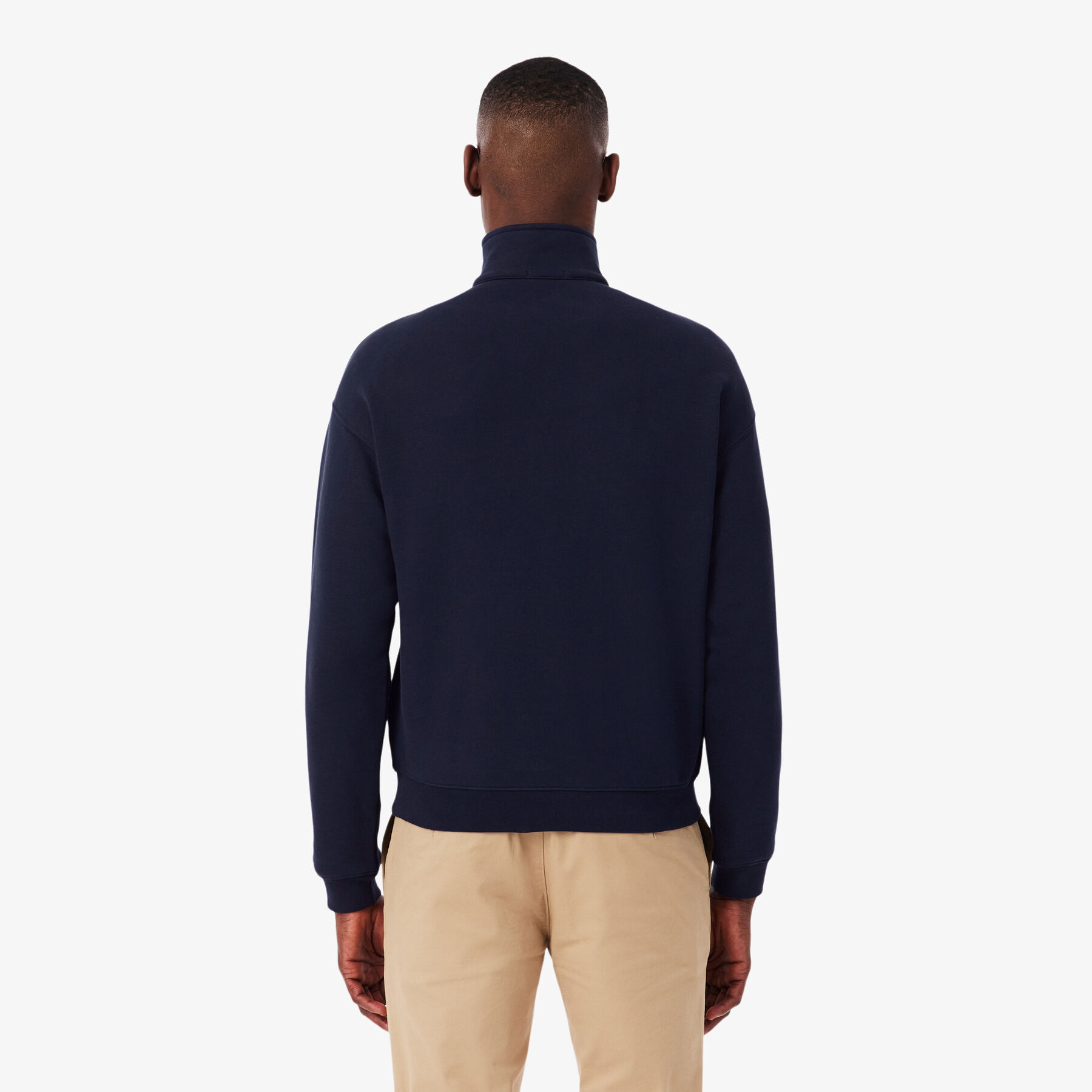lacoste heavy fleece zipper neck sweatshirt