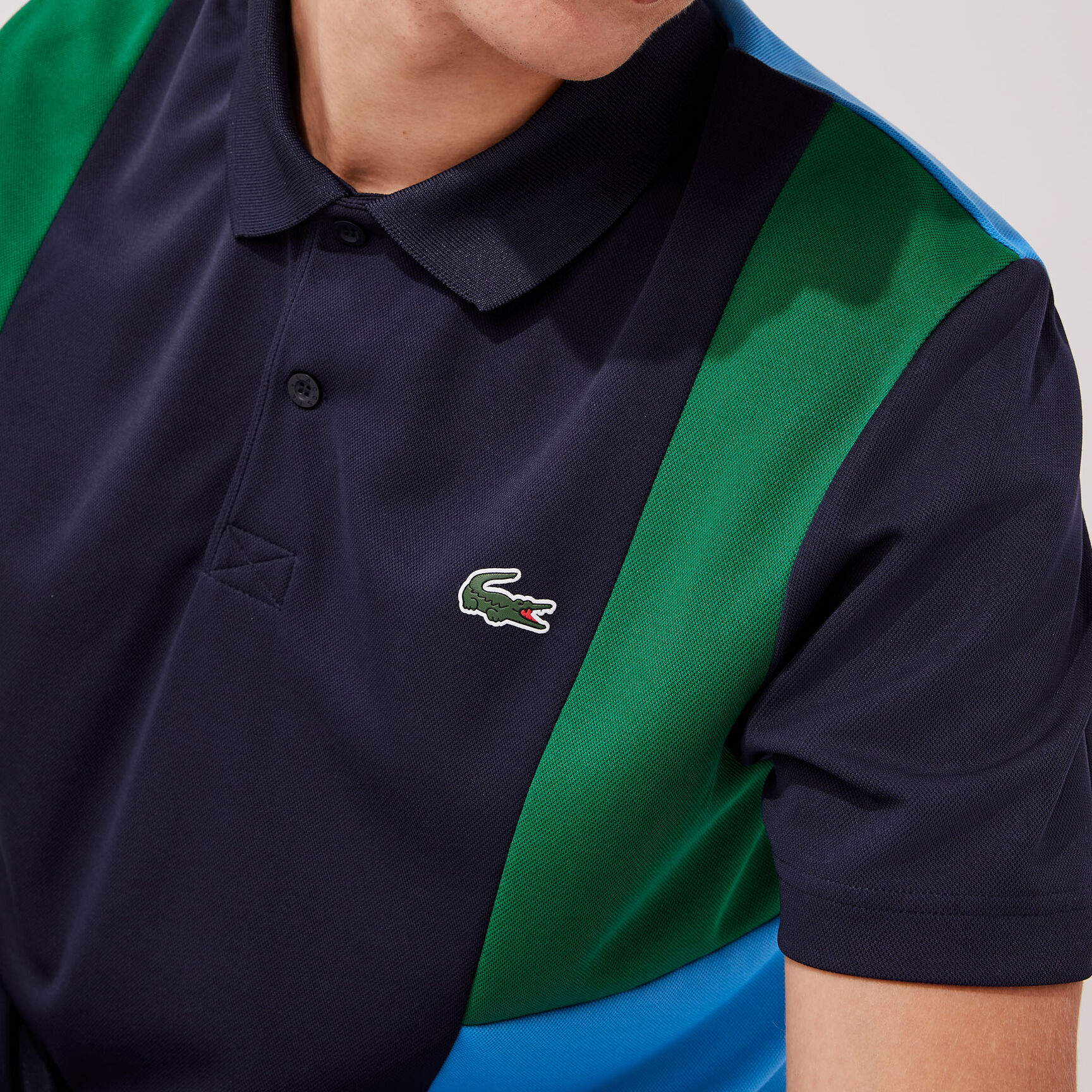 تيشيرت بولو مطبوع بيكيه مسامي مقاوم للتجعد للرجال مجموعة Lacoste Sport تيشيرت بولو مطبوع بيكيه مسامي مقاوم للتجعد للرجال مجموعة Lacoste Sport