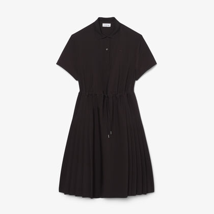 Wool Blend Pleated Polo Dress