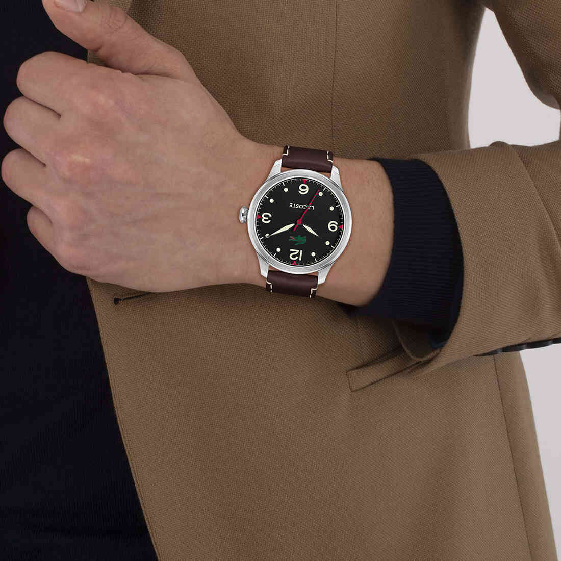 ساعة كوارتز جلدية للرجال بثلاثة عقارب Men Leather 3 Hand Quartz Watch - 2011398-BRW