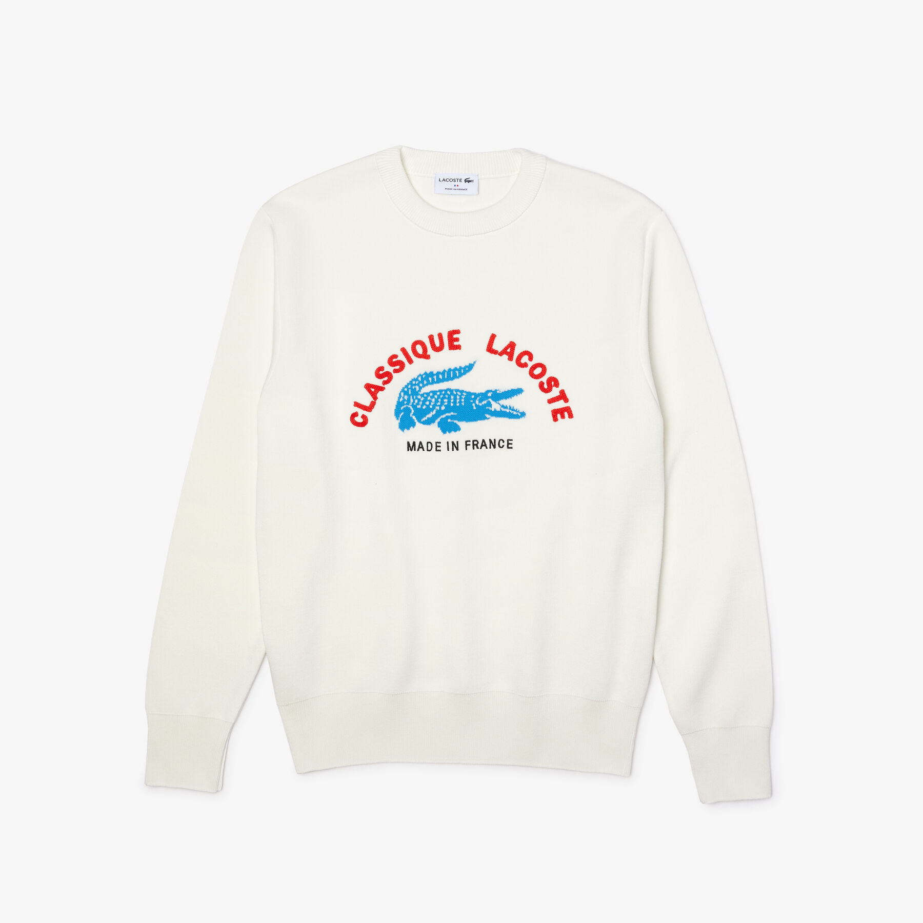 Men’s Made In France Crew Neck Embroidered Stretch Cotton Sweater lacoste men s made in france crew neck embroidered stretch cotton sweater