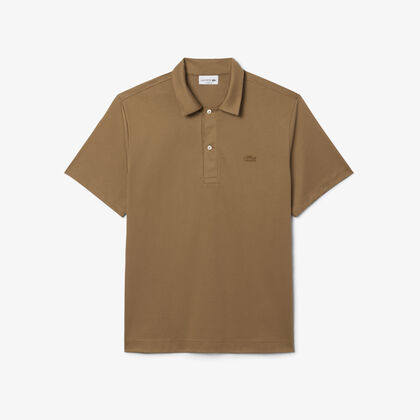 lacoste paris classic fit open neck embroidered polo shirt