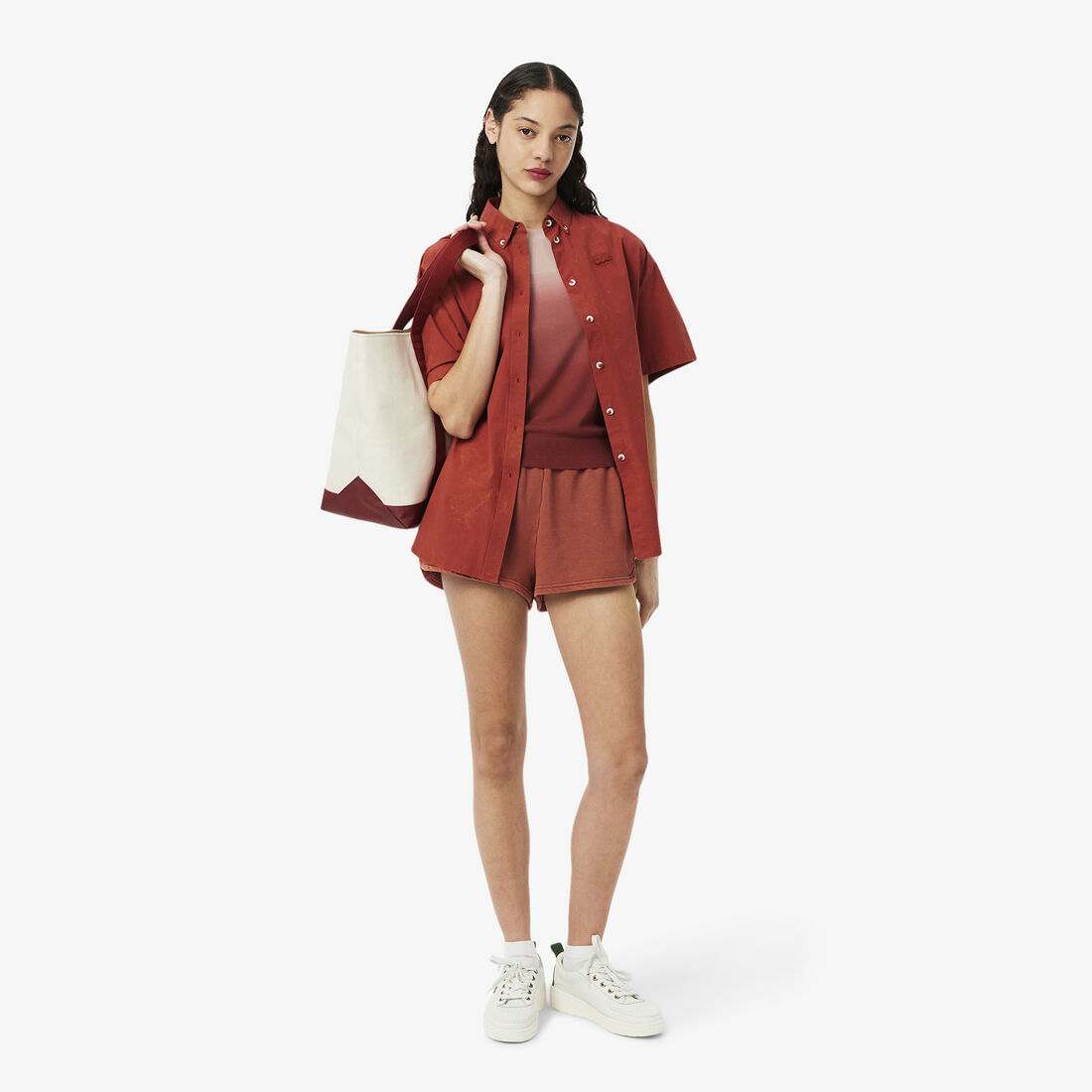 سويتر بأكمام قصيرة وتأثير أومبير Short Sleeved Ombre Effect Sweater - AF9281-00-GTI