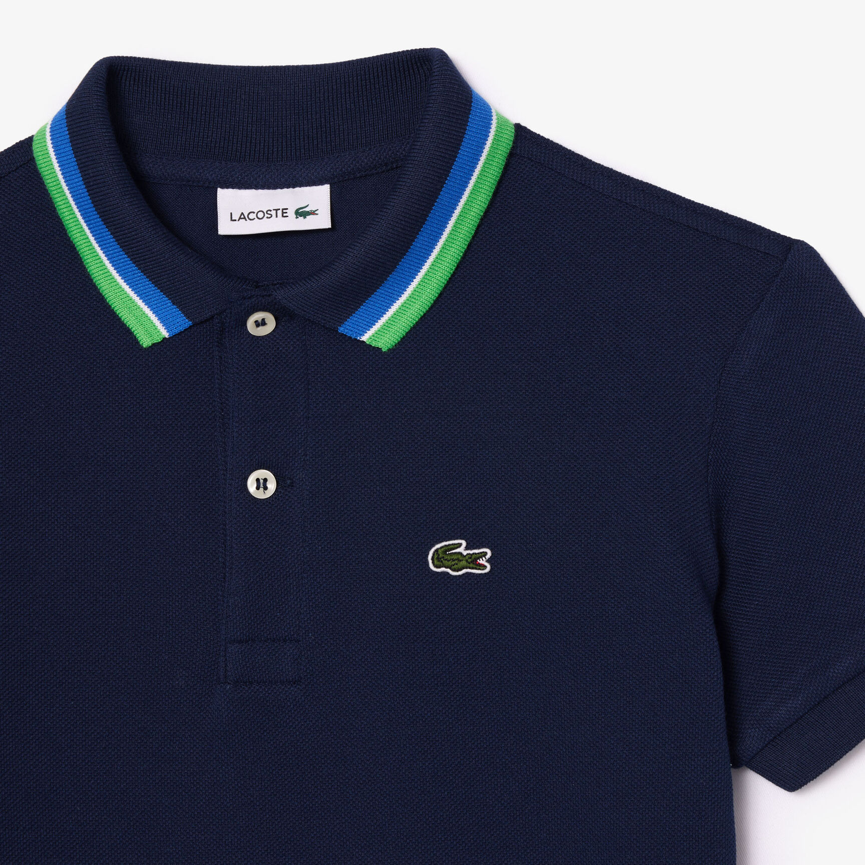 Boys' Lacoste Tricolour Collar Cotton Petit Pique Polo - PJ9702-00-IH9