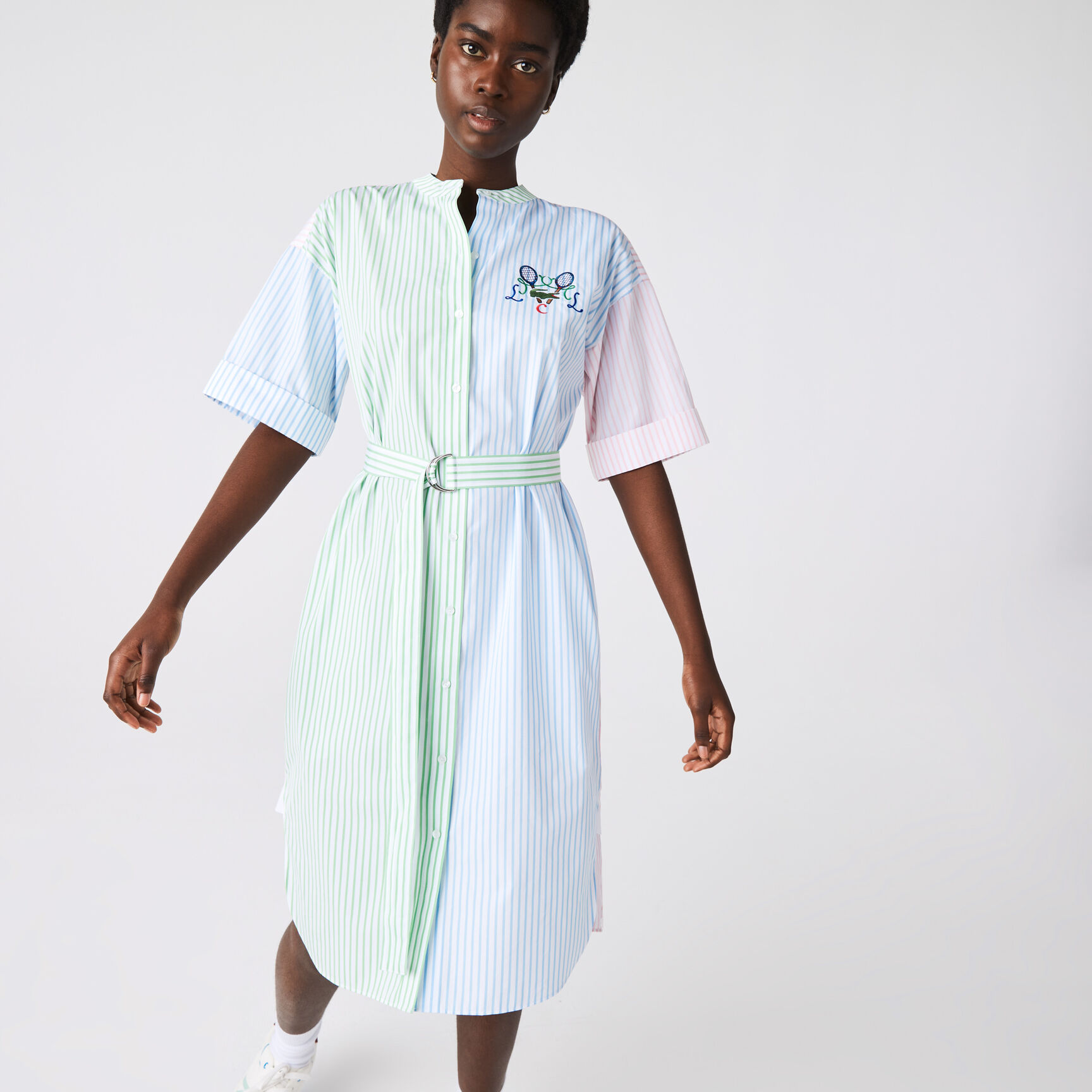 Women's Tennis Embroidery Patchwork Shirt Dress