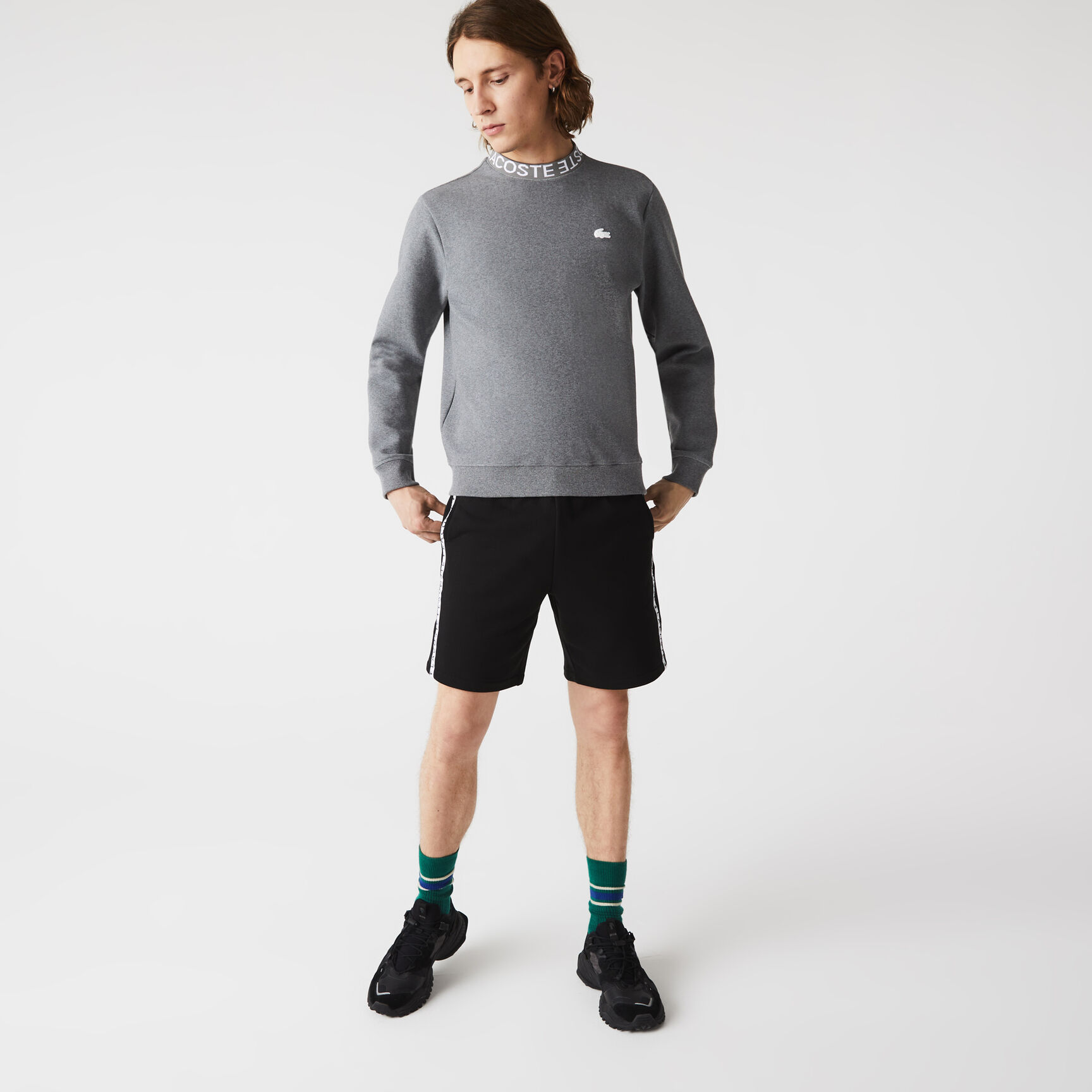 Men's Lacoste Lettered Bands Fleece Bermuda Shorts Men's Lacoste Lettered Bands Fleece Bermuda Shorts