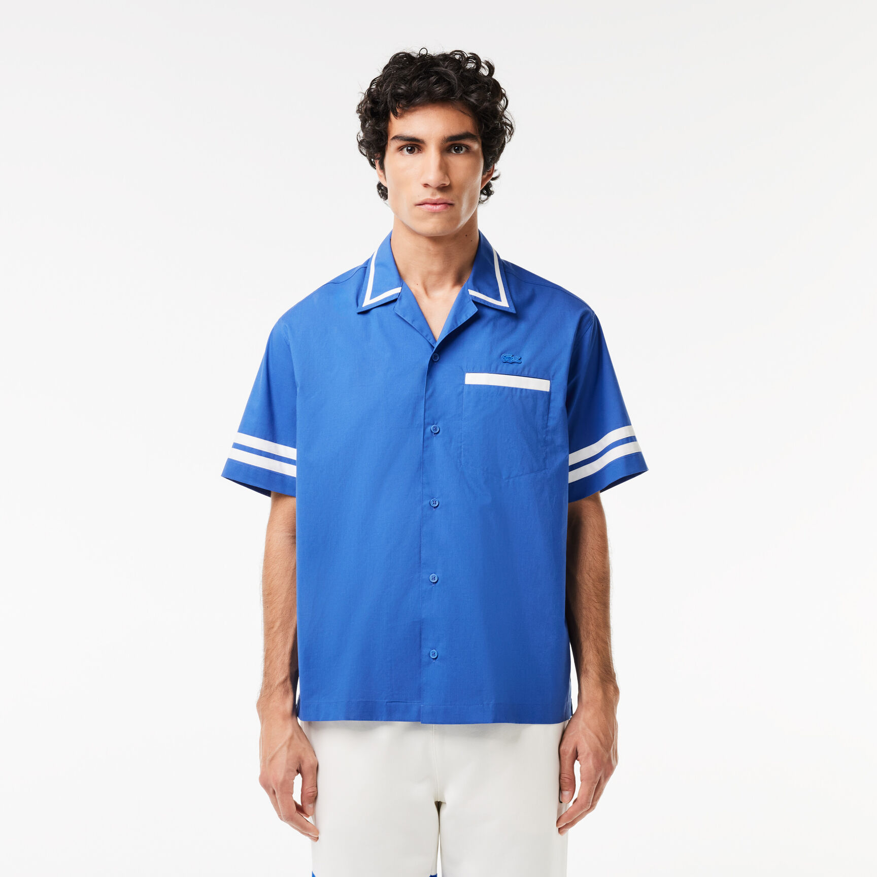 قميص لاكوست قطني طويل بطبعة خلفية Lacoste Back Print Cotton Twill Shirt - CH7225-00-ITV