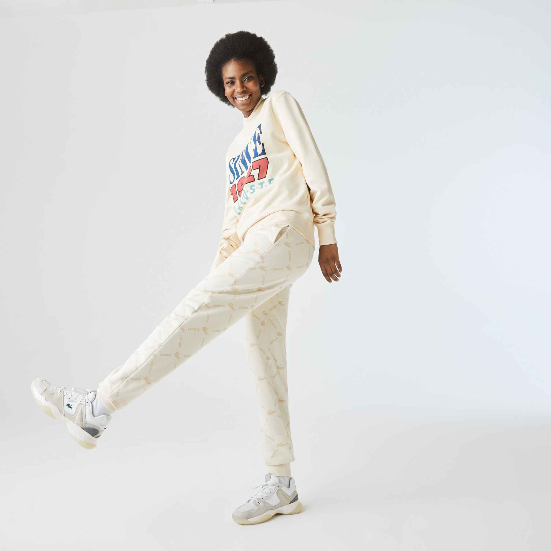 لاكوست بنطال رياضي صوف للجنسين مجموعة lacoste live وتفاصيل مطبوعة