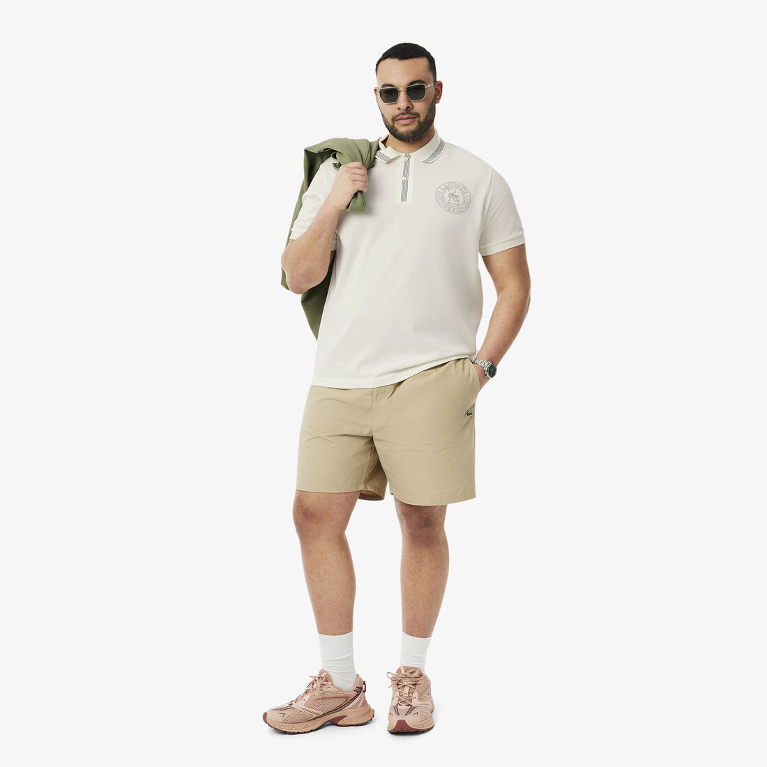 قميص بولو ذو قصة عادية L.12.12 بطبعة شارة Regular Fit L.12.12 Badge Print Polo Shirt - PH9960-00-ARS