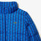 lacoste hooded monogram print puffer jacket with puffed croc at back